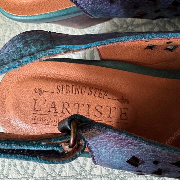 L'artiste Spring Step Lovella blue/purple slingback kitten heels size 40 - Picture 4 of 4